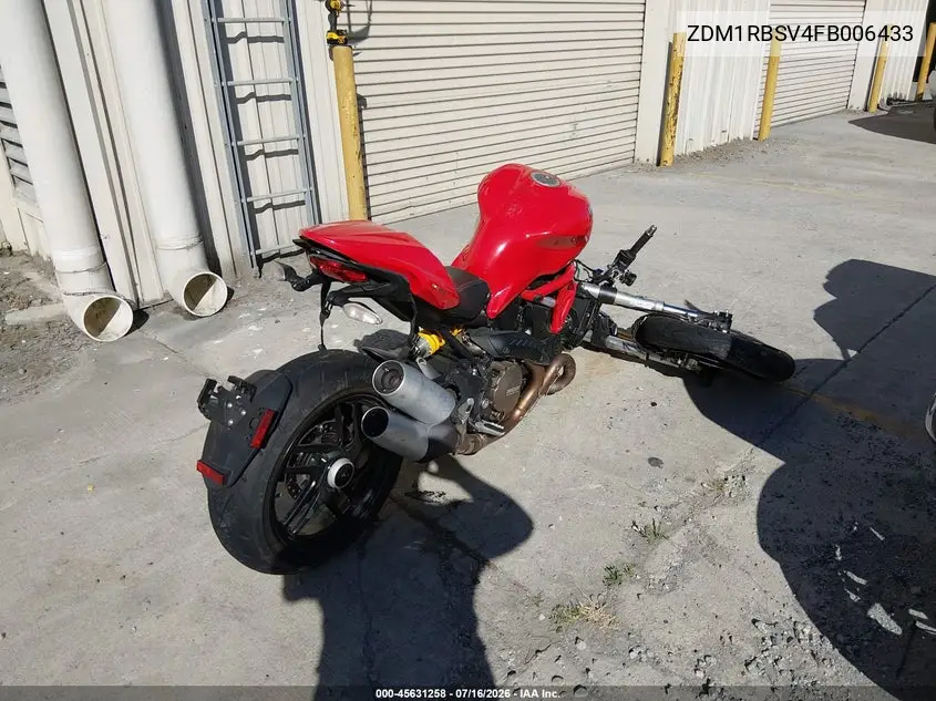 2015 Ducati Monster 1200 S VIN: ZDM1RBSV4FB006433 Lot: 45631258