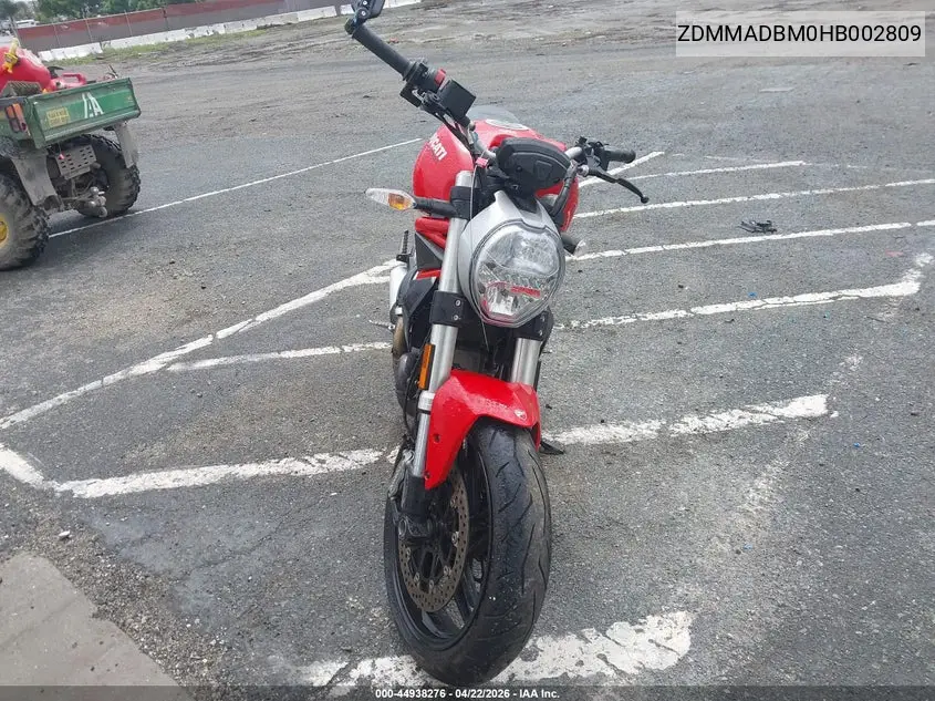 2017 Ducati Monster 797 VIN: ZDMMADBM0HB002809 Lot: 44938276