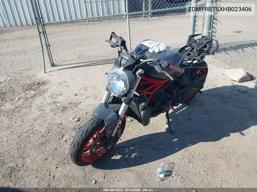 2017 Ducati Monster 821 VIN: ZDM1RBTSXHB023406 Lot: 45613373