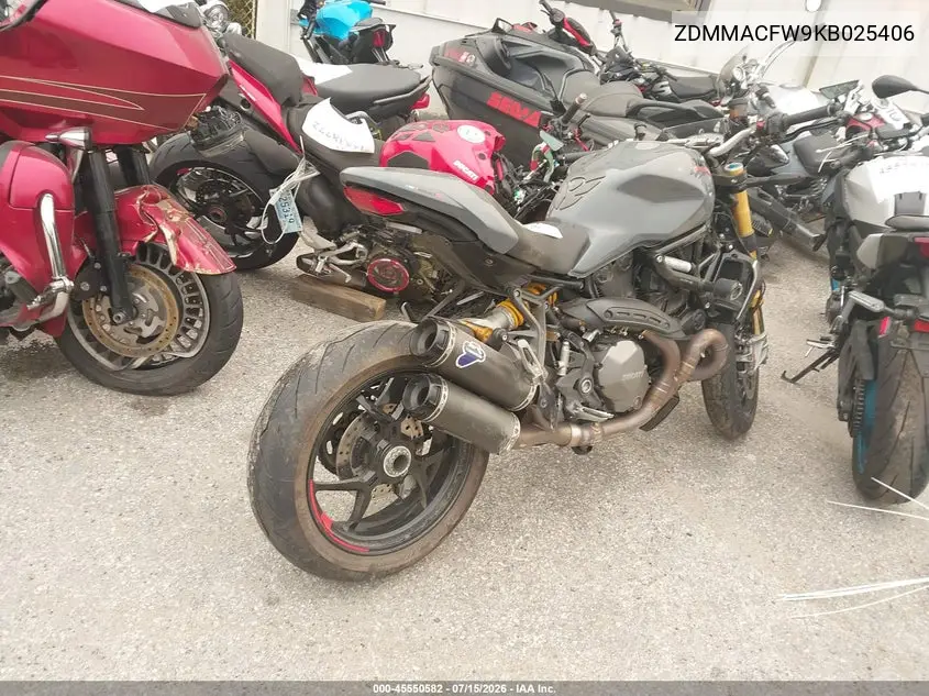 2019 Ducati Monster 1200 VIN: ZDMMACFW9KB025406 Lot: 45550582