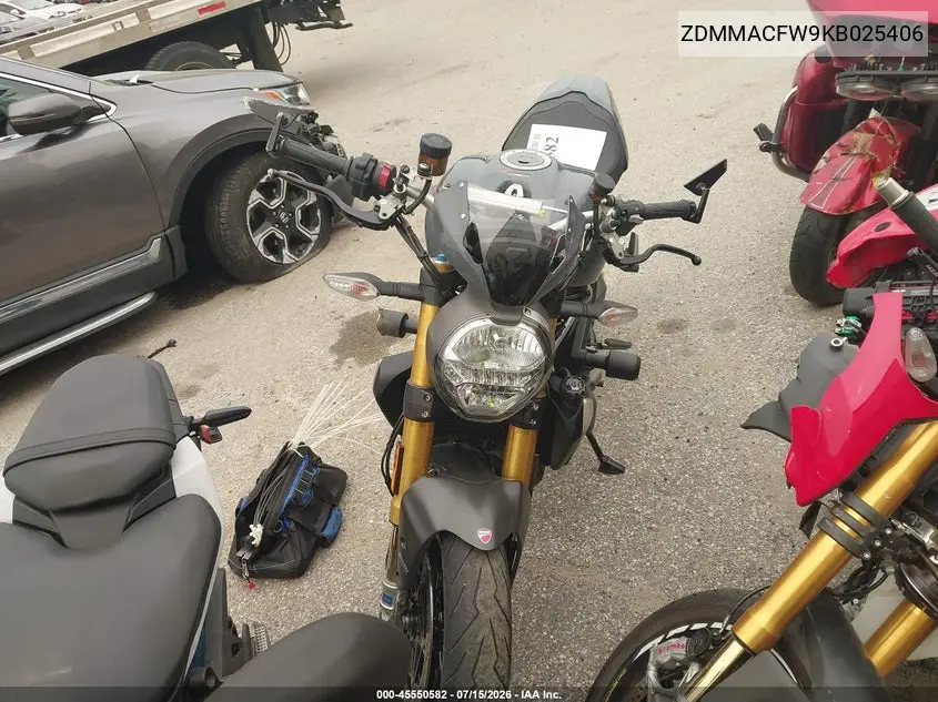 2019 Ducati Monster 1200 VIN: ZDMMACFW9KB025406 Lot: 45550582