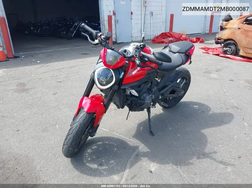 2021 Ducati Monster VIN: ZDMMAMDT2MB000087 Lot: 42961151