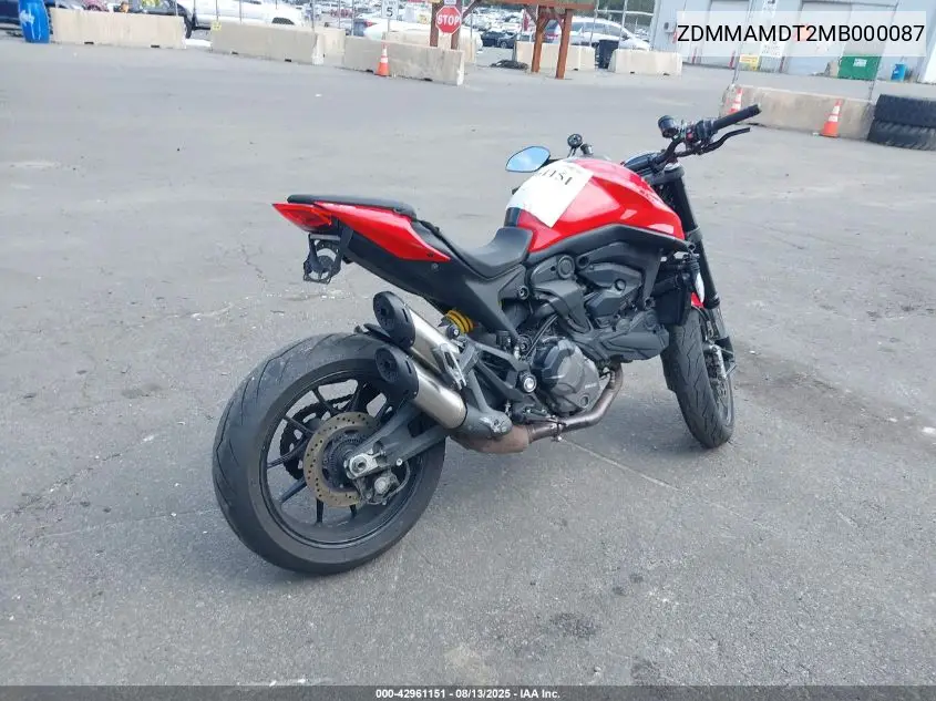 2021 Ducati Monster VIN: ZDMMAMDT2MB000087 Lot: 42961151
