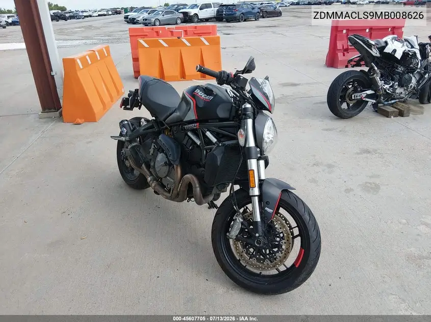 2021 Ducati Monster 821 VIN: ZDMMACLS9MB008626 Lot: 45607705