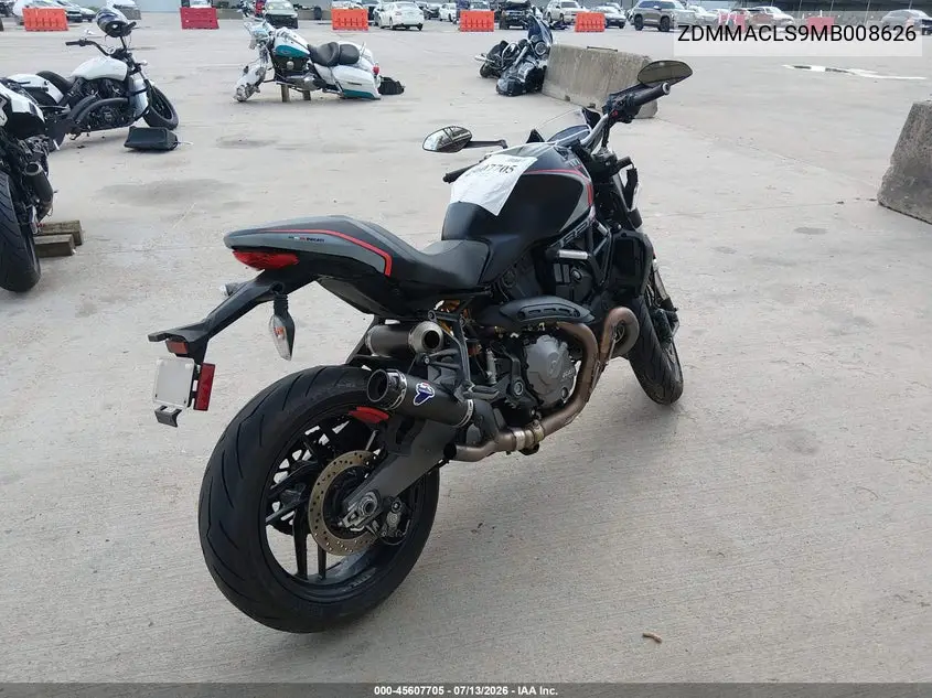 2021 Ducati Monster 821 VIN: ZDMMACLS9MB008626 Lot: 45607705