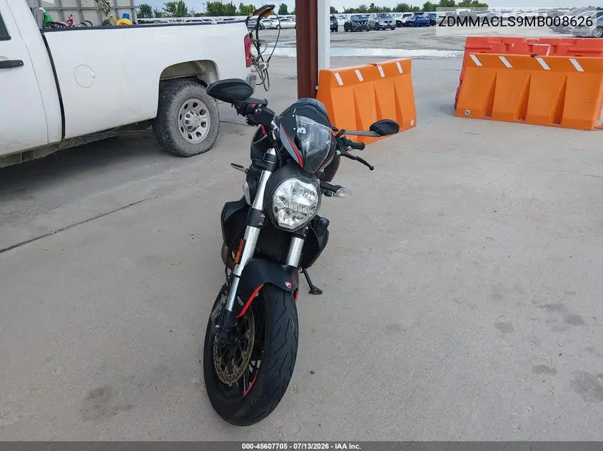 2021 Ducati Monster 821 VIN: ZDMMACLS9MB008626 Lot: 45607705