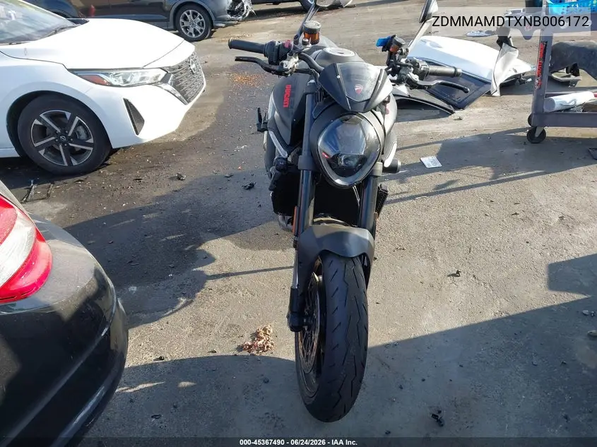 2022 Ducati Monster VIN: ZDMMAMDTXNB006172 Lot: 45367490