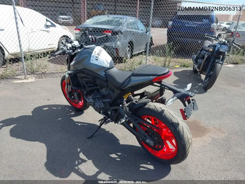 2022 Ducati Monster VIN: ZDMMAMDT2NB006313 Lot: 45484029