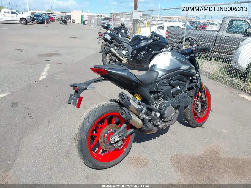 2022 Ducati Monster VIN: ZDMMAMDT2NB006313 Lot: 45484029