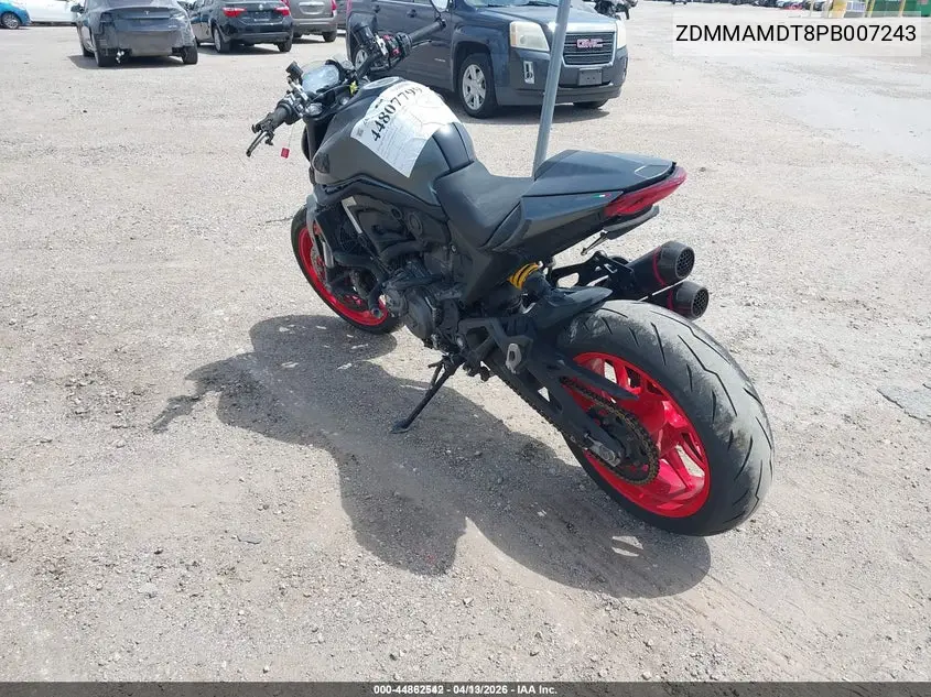 2023 Ducati Monster VIN: ZDMMAMDT8PB007243 Lot: 44862542