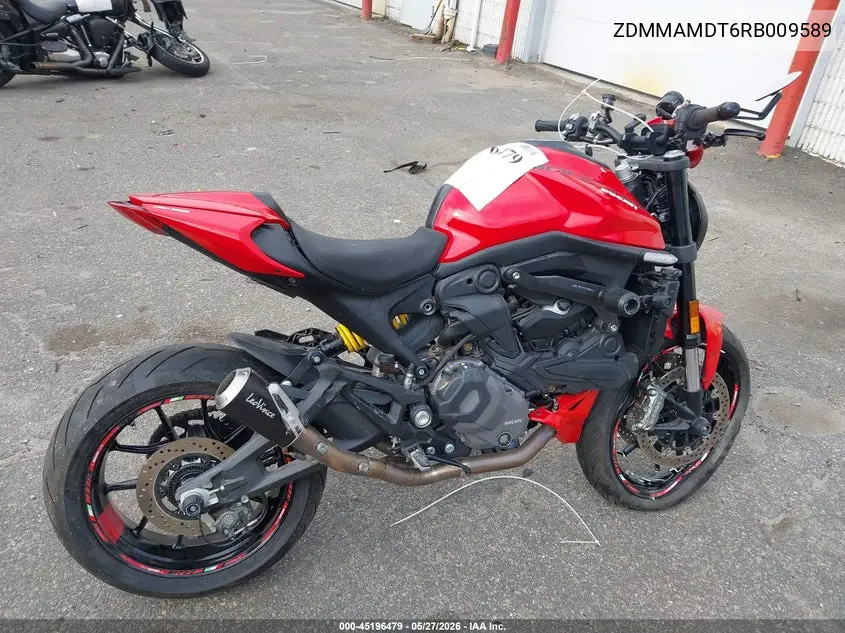 2024 Ducati Monster VIN: ZDMMAMDT6RB009589 Lot: 45196479