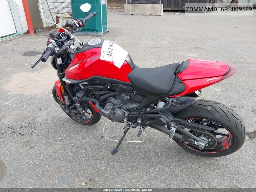 2024 Ducati Monster VIN: ZDMMAMDT6RB009589 Lot: 45196479