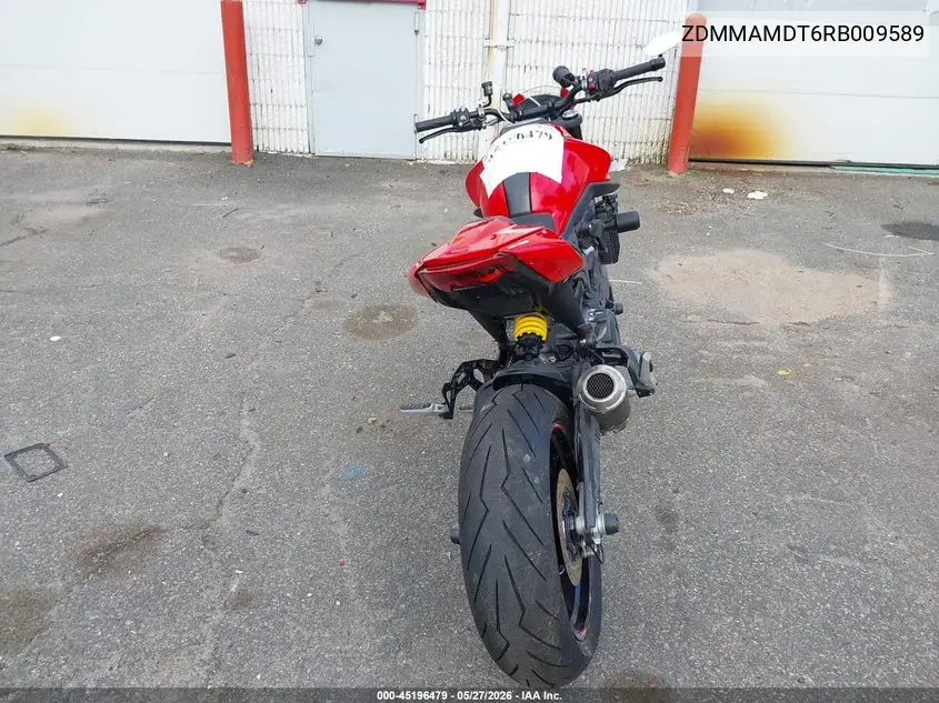 2024 Ducati Monster VIN: ZDMMAMDT6RB009589 Lot: 45196479