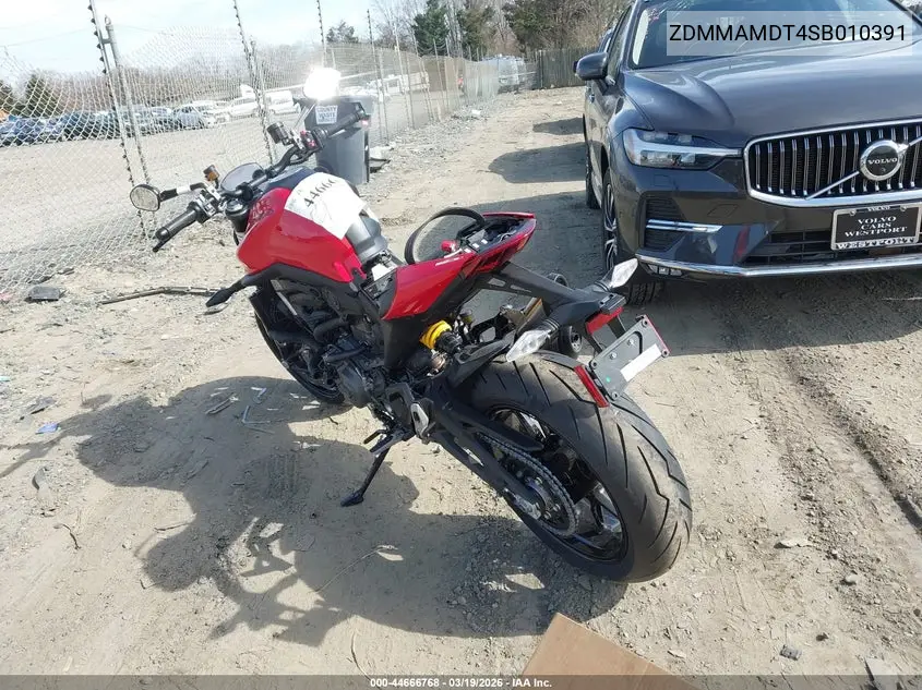 2025 Ducati Monster VIN: ZDMMAMDT4SB010391 Lot: 44666768