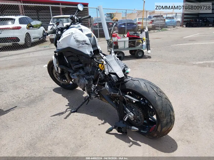2025 Ducati Monster VIN: ZDMMAMDT0SB009738 Lot: 44892224