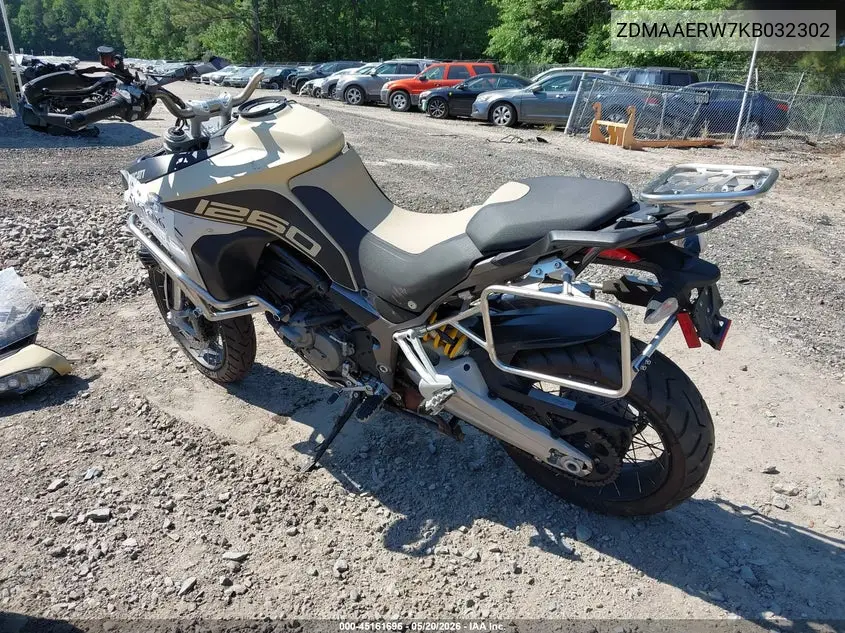 2019 Ducati Multistrada 1260 Enduro VIN: ZDMAAERW7KB032302 Lot: 45161696