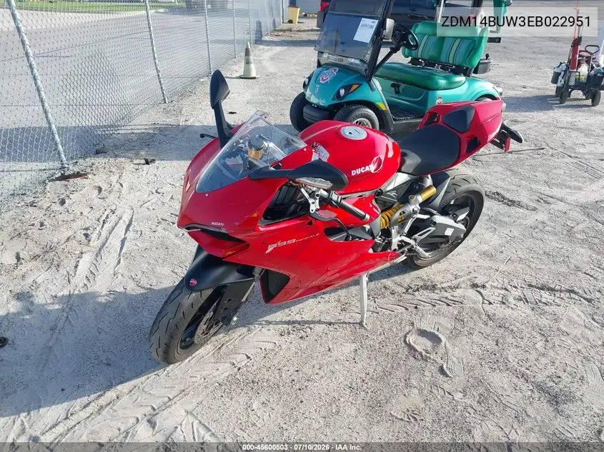 2014 Ducati Superbike 899 Panigale VIN: ZDM14BUW3EB022951 Lot: 45600503