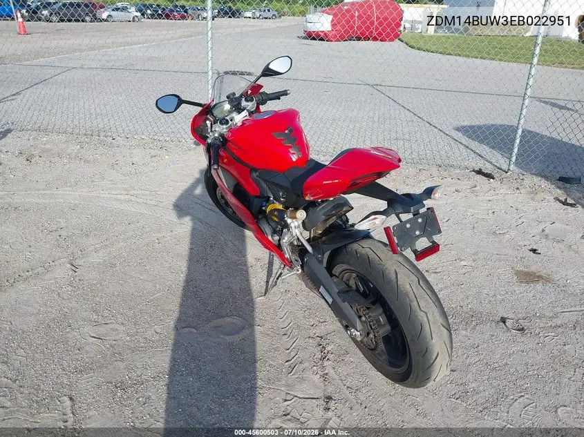 2014 Ducati Superbike 899 Panigale VIN: ZDM14BUW3EB022951 Lot: 45600503