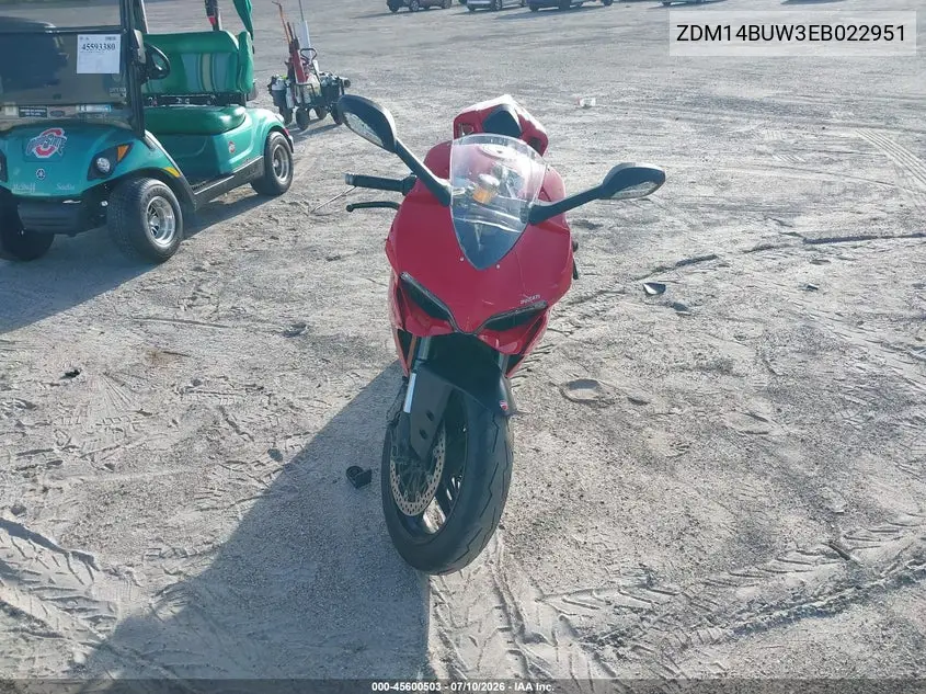2014 Ducati Superbike 899 Panigale VIN: ZDM14BUW3EB022951 Lot: 45600503