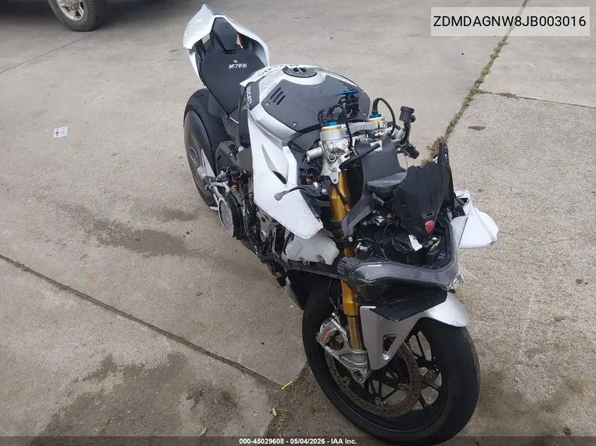 2018 Ducati Panigale V4/V4S/V4S Speciale VIN: ZDMDAGNW8JB003016 Lot: 45029608