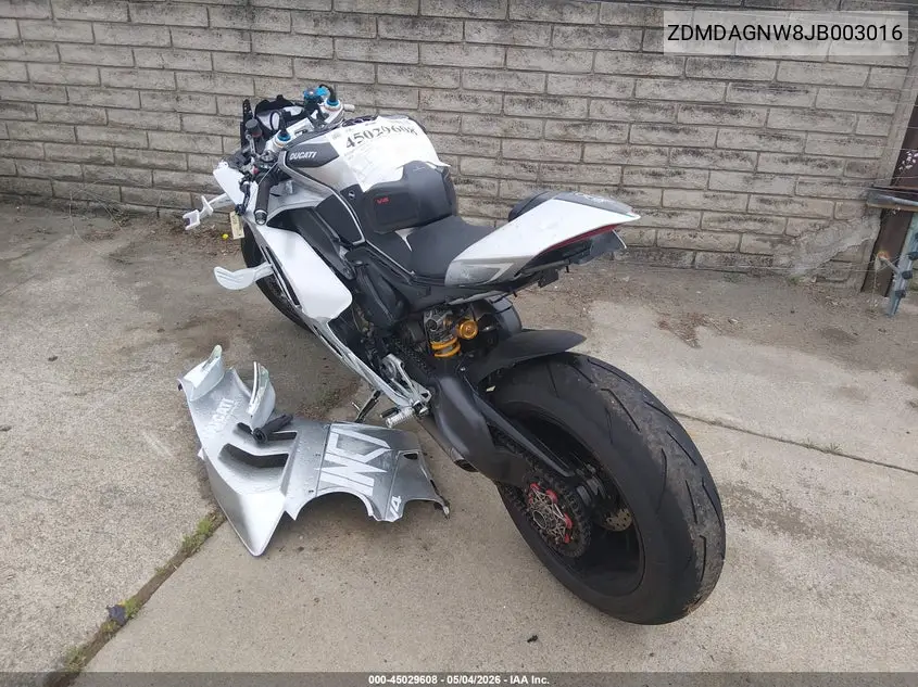 2018 Ducati Panigale V4/V4S/V4S Speciale VIN: ZDMDAGNW8JB003016 Lot: 45029608
