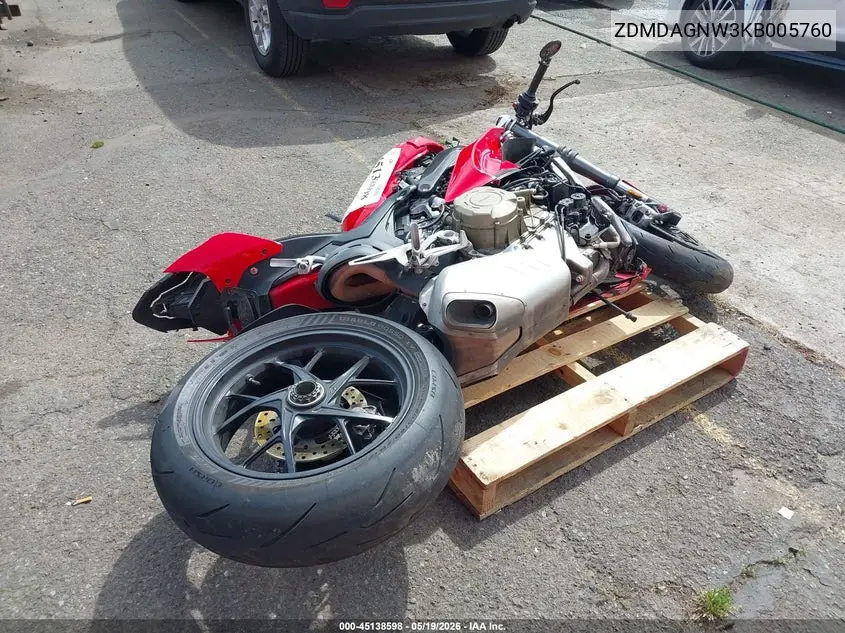 2019 Ducati Panigale V4/V4S/V4S Speciale VIN: ZDMDAGNW3KB005760 Lot: 45138598