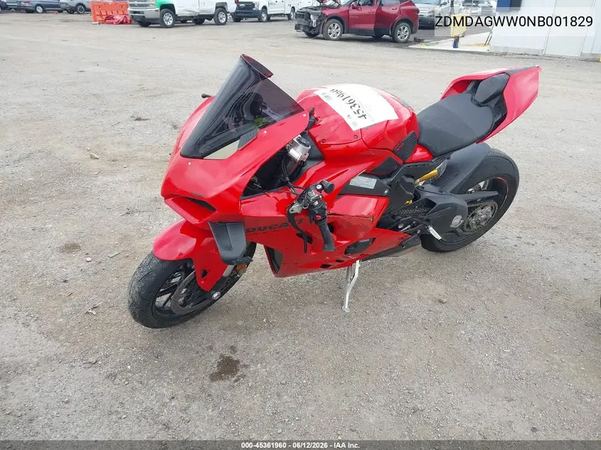 2022 Ducati Panigale V4S VIN: ZDMDAGWW0NB001829 Lot: 45361960