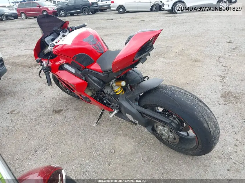 2022 Ducati Panigale V4S VIN: ZDMDAGWW0NB001829 Lot: 45361960