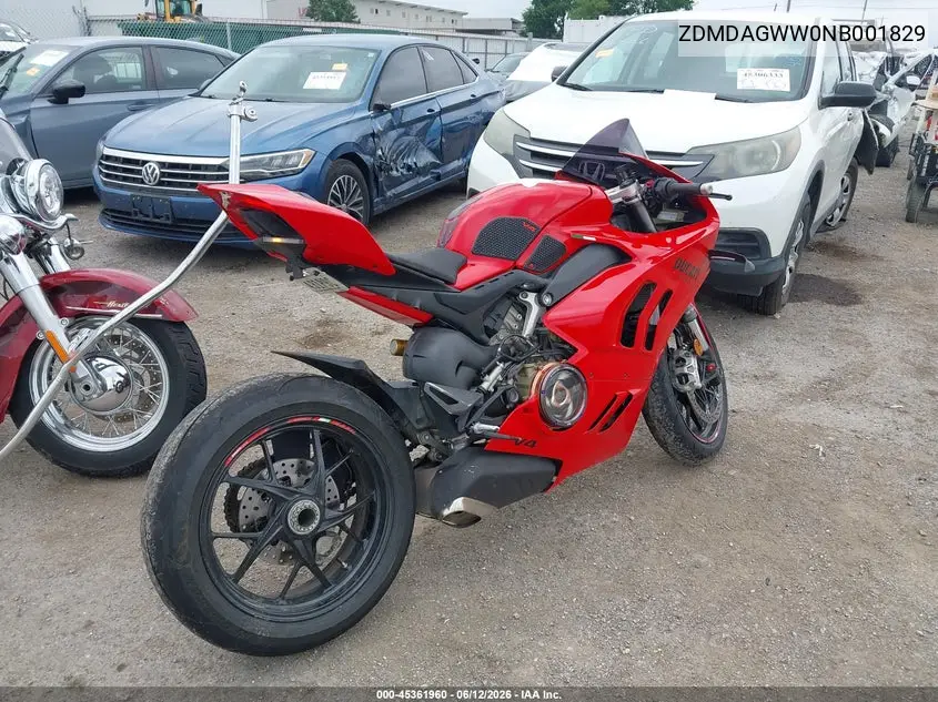 2022 Ducati Panigale V4S VIN: ZDMDAGWW0NB001829 Lot: 45361960