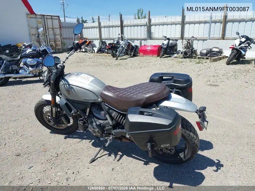 2015 Ducati Scrambler 800 VIN: ML015ANM9FT003087 Lot: 12650950