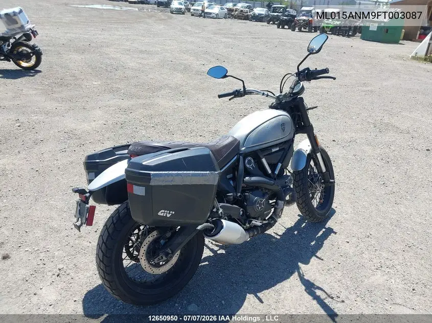 2015 Ducati Scrambler 800 VIN: ML015ANM9FT003087 Lot: 12650950