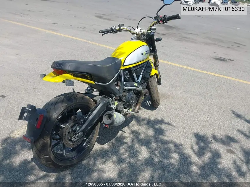 2019 Ducati Scrambler Desert Sled VIN: ML0KAFPM7KT016330 Lot: 12650565