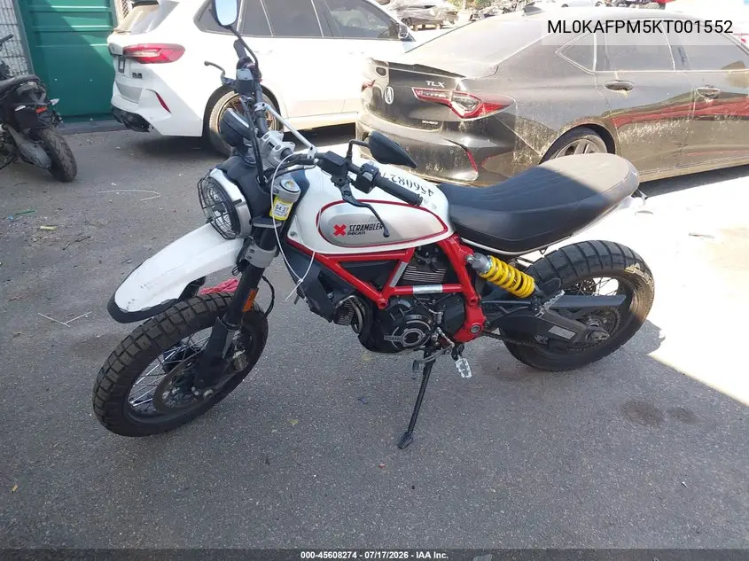 2019 Ducati Scrambler Desert Sled VIN: ML0KAFPM5KT001552 Lot: 45608274