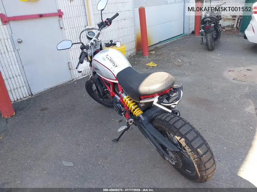 2019 Ducati Scrambler Desert Sled VIN: ML0KAFPM5KT001552 Lot: 45608274