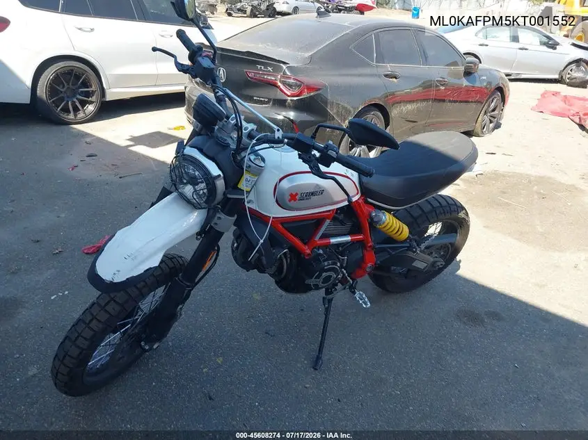 2019 Ducati Scrambler Desert Sled VIN: ML0KAFPM5KT001552 Lot: 45608274