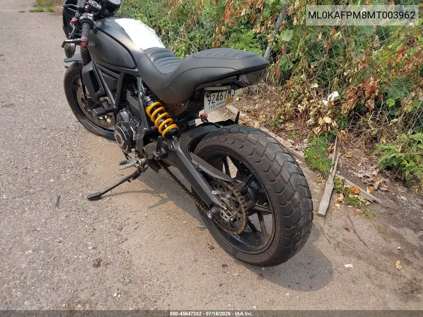 2021 Ducati Scrambler Desert Sled VIN: ML0KAFPM8MT003962 Lot: 45647352