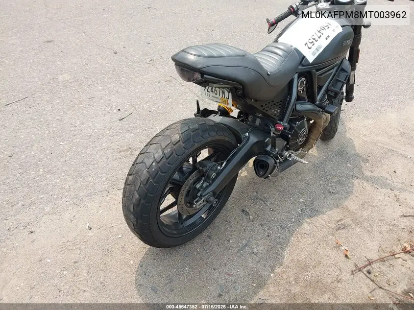 2021 Ducati Scrambler Desert Sled VIN: ML0KAFPM8MT003962 Lot: 45647352