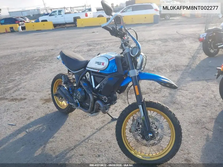 2022 Ducati Scrambler Desert Sled VIN: ML0KAFPM8NT002277 Lot: 43315622