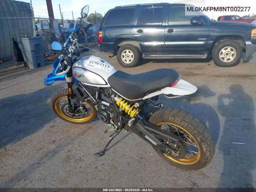 2022 Ducati Scrambler Desert Sled VIN: ML0KAFPM8NT002277 Lot: 43315622