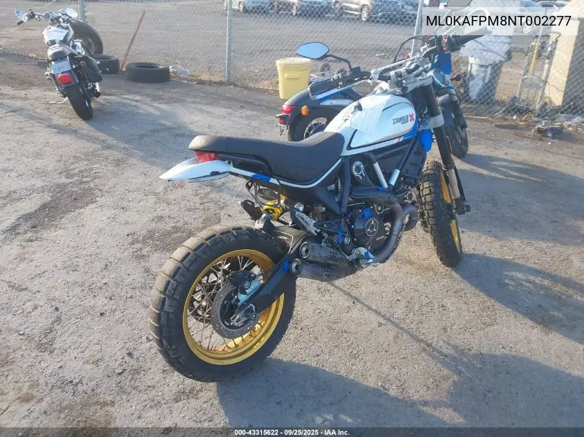 2022 Ducati Scrambler Desert Sled VIN: ML0KAFPM8NT002277 Lot: 43315622