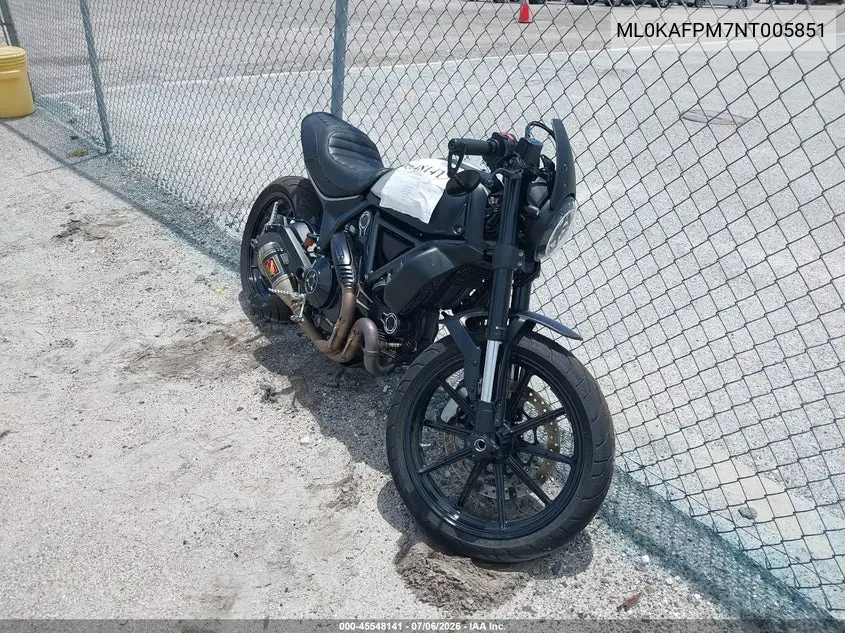2022 Ducati Scrambler Desert Sled VIN: ML0KAFPM7NT005851 Lot: 45548141