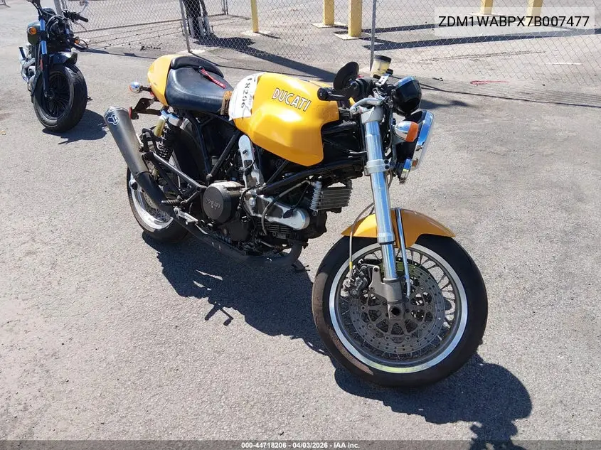 2007 Ducati Sportclassic Sport1000 VIN: ZDM1WABPX7B007477 Lot: 44718206