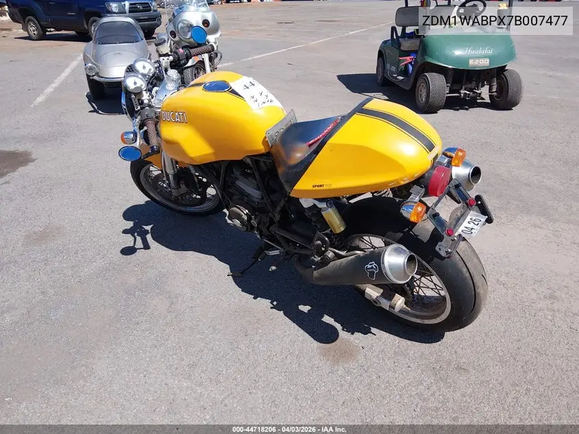 2007 Ducati Sportclassic Sport1000 VIN: ZDM1WABPX7B007477 Lot: 44718206