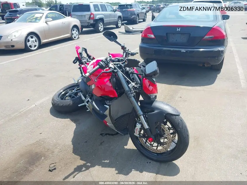 2021 Ducati Streetfighter V4/V4S VIN: ZDMFAKNW7MB006330 Lot: 45503390