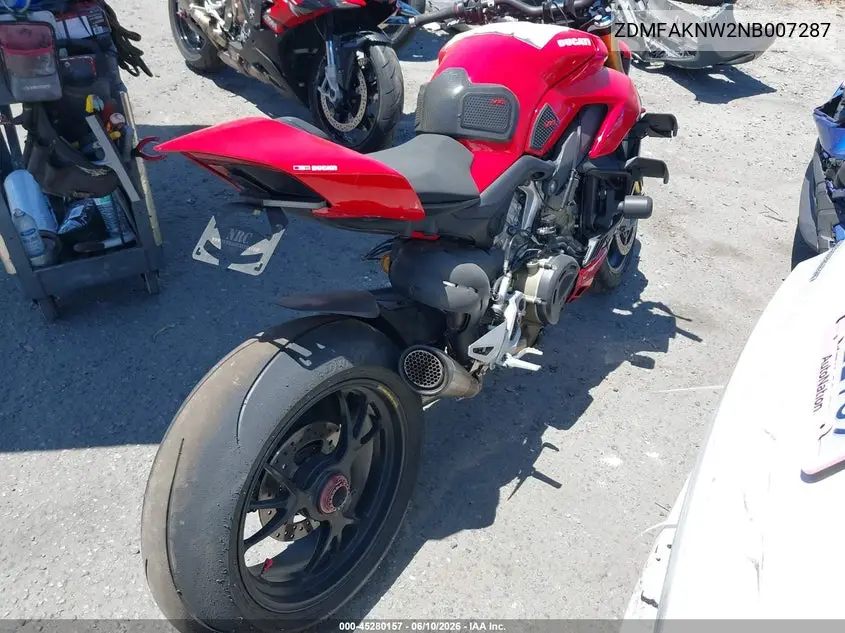 2022 Ducati Streetfighter V4/V4S VIN: ZDMFAKNW2NB007287 Lot: 45280157