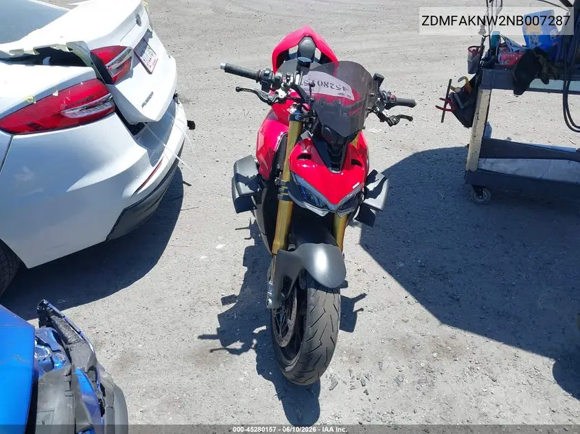 2022 Ducati Streetfighter V4/V4S VIN: ZDMFAKNW2NB007287 Lot: 45280157