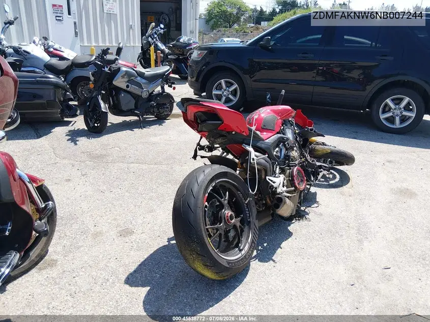 2022 Ducati Streetfighter V4/V4S VIN: ZDMFAKNW6NB007244 Lot: 45538772