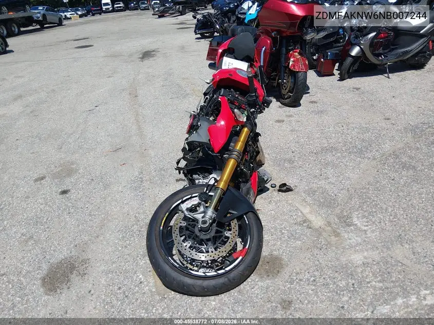 2022 Ducati Streetfighter V4/V4S VIN: ZDMFAKNW6NB007244 Lot: 45538772