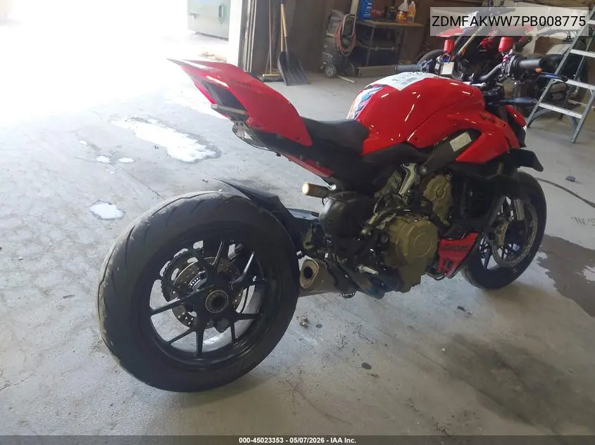 2023 Ducati Streetfighter V4/V4S VIN: ZDMFAKWW7PB008775 Lot: 45023353