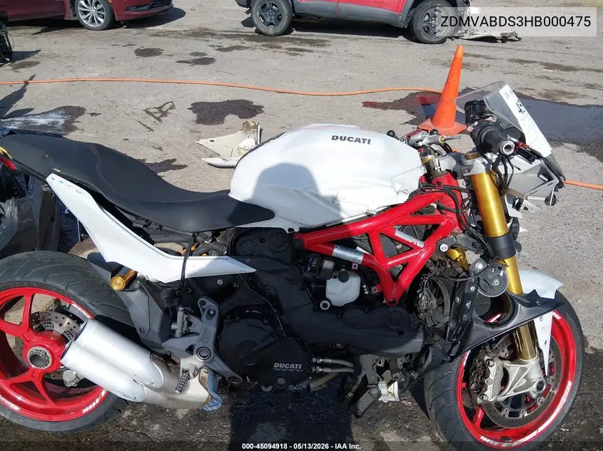 2017 Ducati Supersport VIN: ZDMVABDS3HB000475 Lot: 45094918